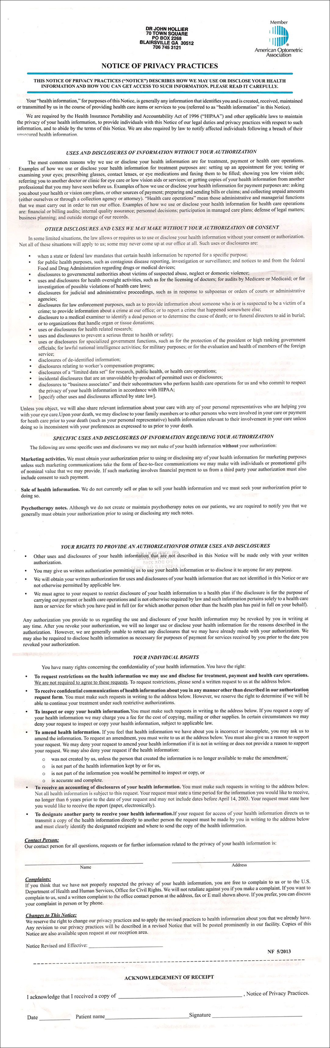 Notice of Privacy Practices